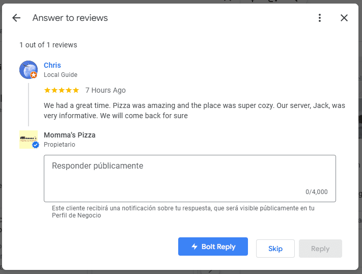 Google Maps Step 1: Find Unanswered Reviews